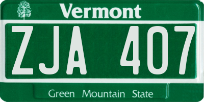 VT license plate ZJA407
