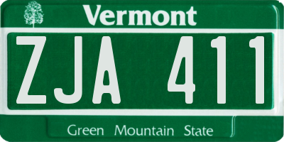 VT license plate ZJA411