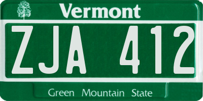 VT license plate ZJA412