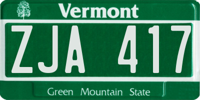 VT license plate ZJA417