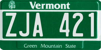 VT license plate ZJA421