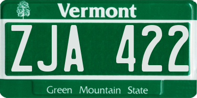 VT license plate ZJA422