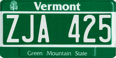 VT license plate ZJA425