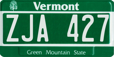 VT license plate ZJA427