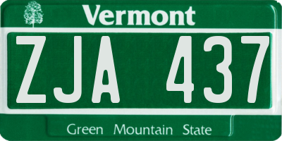 VT license plate ZJA437