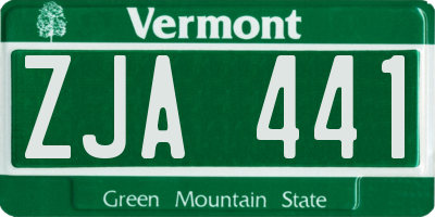 VT license plate ZJA441