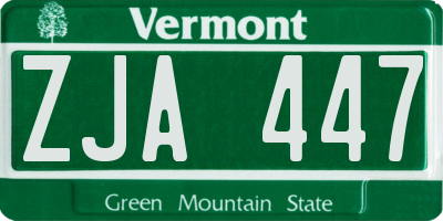 VT license plate ZJA447