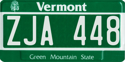VT license plate ZJA448