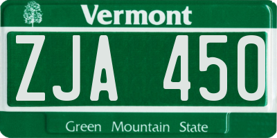 VT license plate ZJA450
