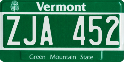 VT license plate ZJA452