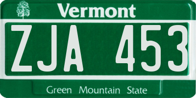 VT license plate ZJA453