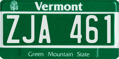 VT license plate ZJA461
