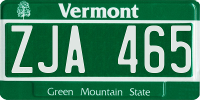 VT license plate ZJA465