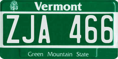 VT license plate ZJA466