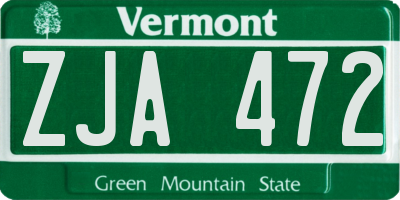 VT license plate ZJA472