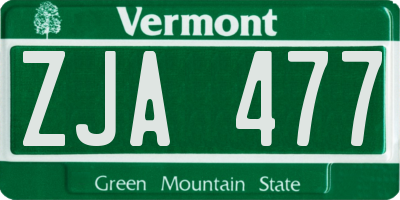 VT license plate ZJA477