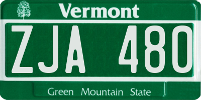 VT license plate ZJA480