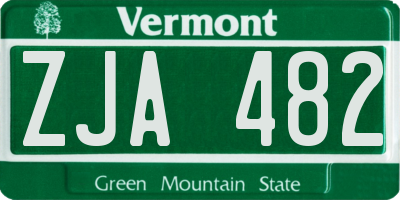 VT license plate ZJA482