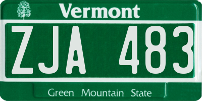 VT license plate ZJA483