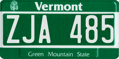 VT license plate ZJA485