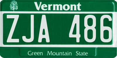 VT license plate ZJA486