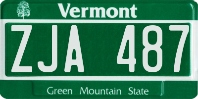 VT license plate ZJA487