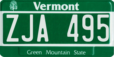 VT license plate ZJA495