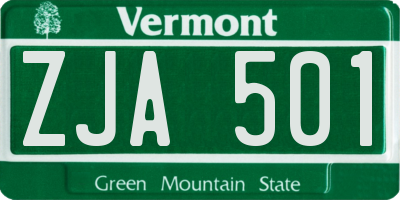 VT license plate ZJA501