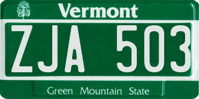 VT license plate ZJA503
