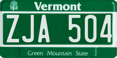 VT license plate ZJA504
