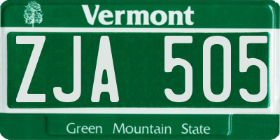 VT license plate ZJA505