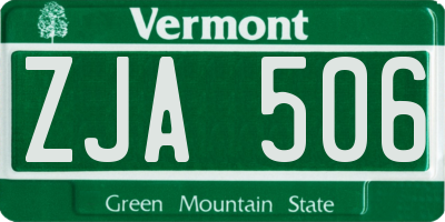 VT license plate ZJA506