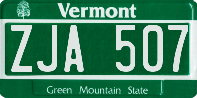VT license plate ZJA507