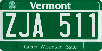 VT license plate ZJA511