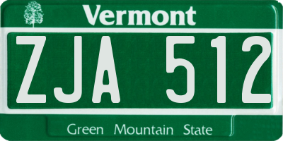 VT license plate ZJA512
