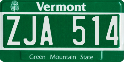 VT license plate ZJA514