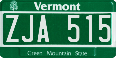 VT license plate ZJA515