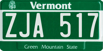 VT license plate ZJA517