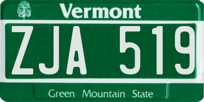 VT license plate ZJA519