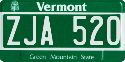 VT license plate ZJA520