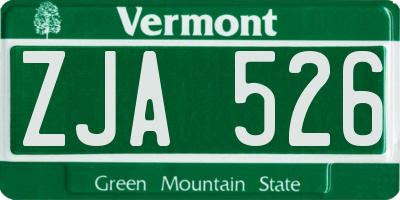 VT license plate ZJA526