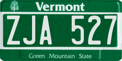 VT license plate ZJA527