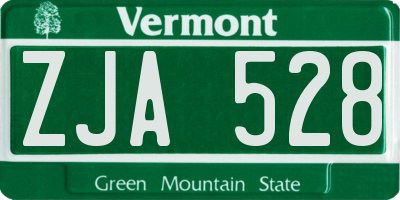 VT license plate ZJA528