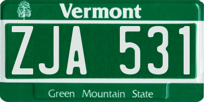 VT license plate ZJA531