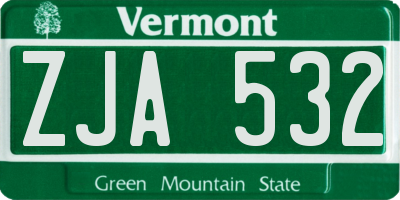 VT license plate ZJA532