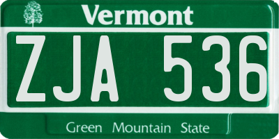 VT license plate ZJA536