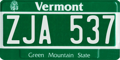 VT license plate ZJA537
