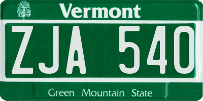 VT license plate ZJA540