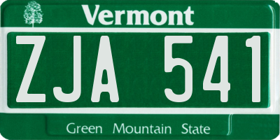 VT license plate ZJA541