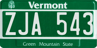 VT license plate ZJA543